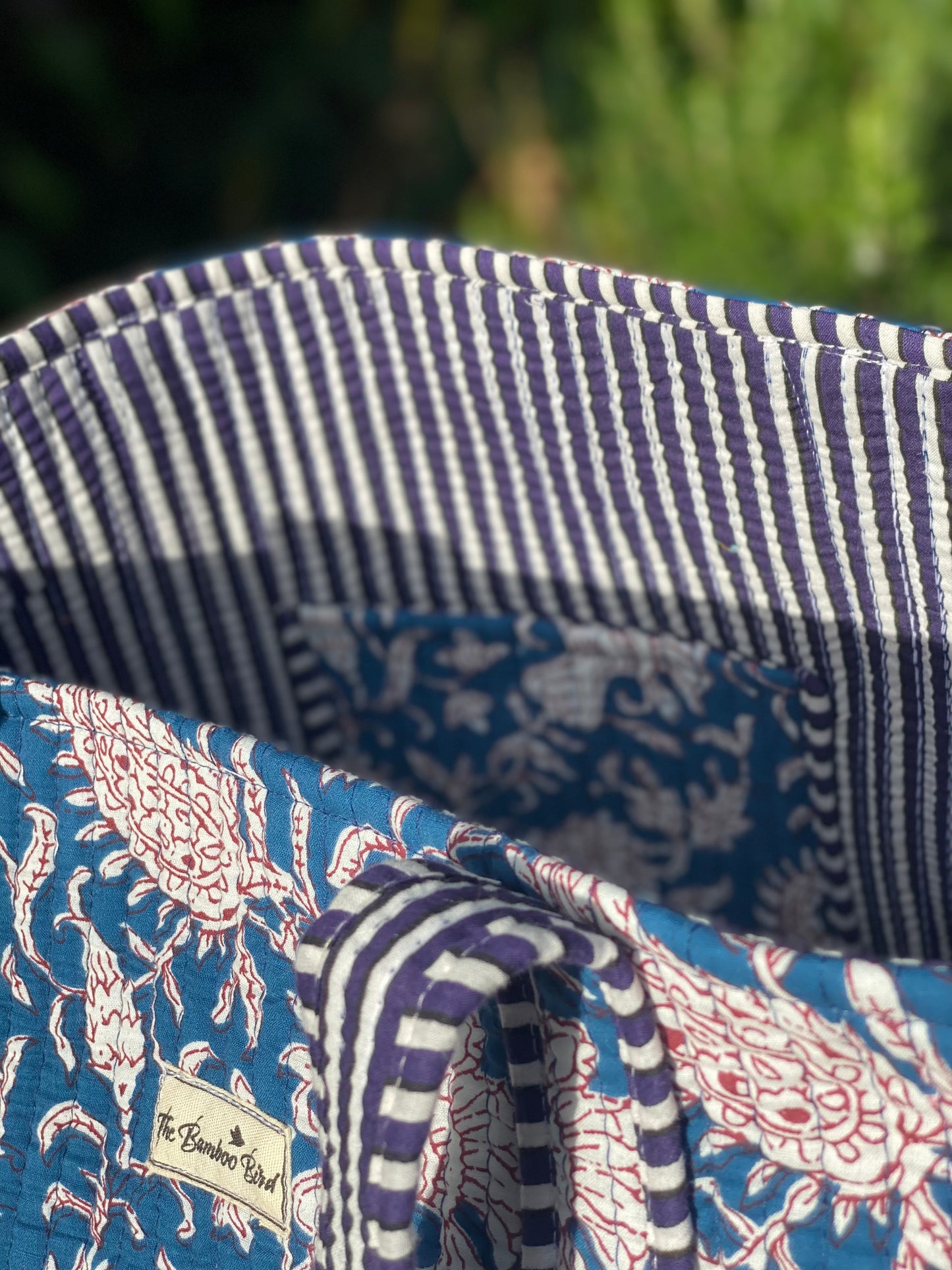 Blue Paisley Quilted Tote Bag