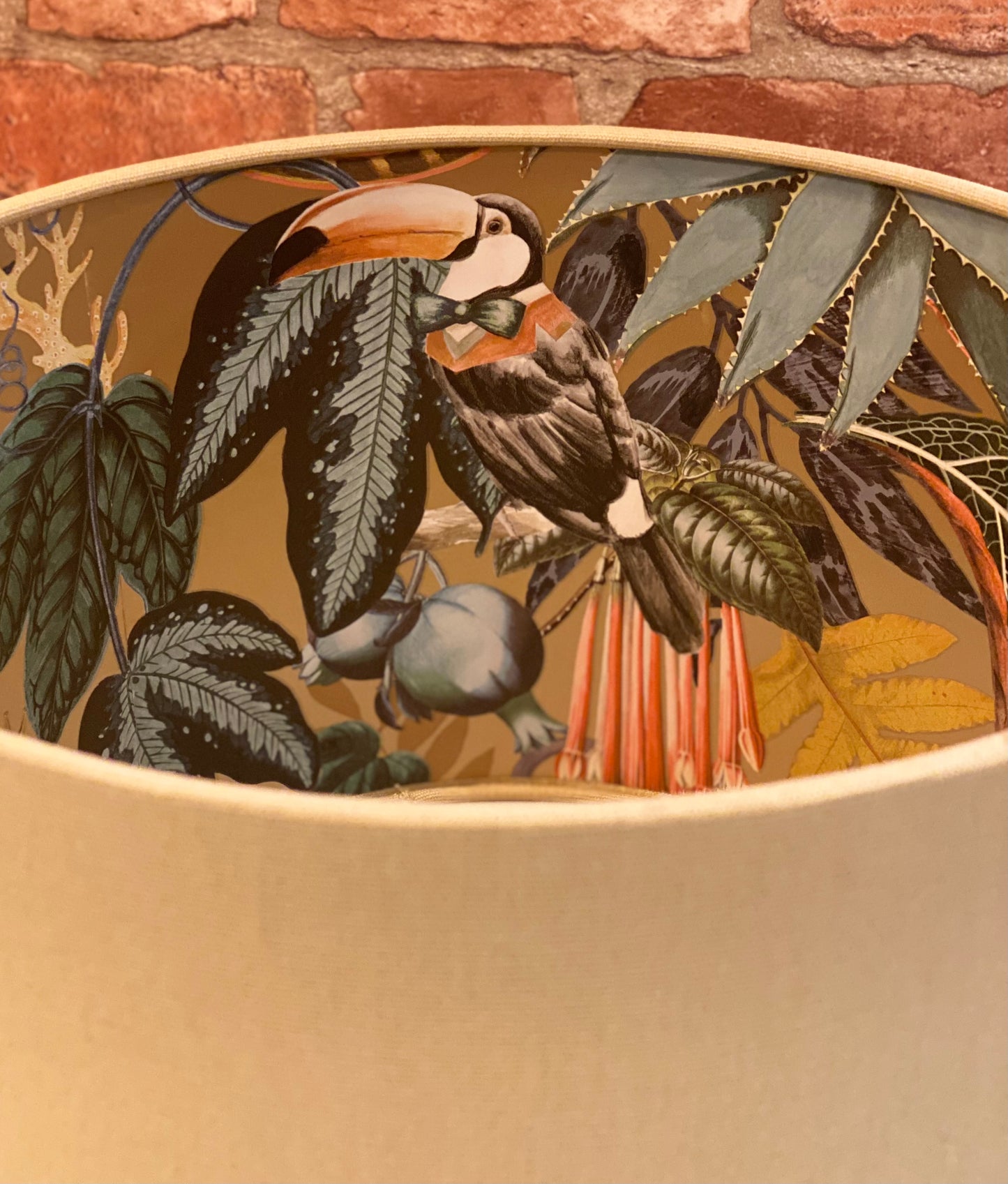 Natural Sand Lampshade with Gold Tropical Lining