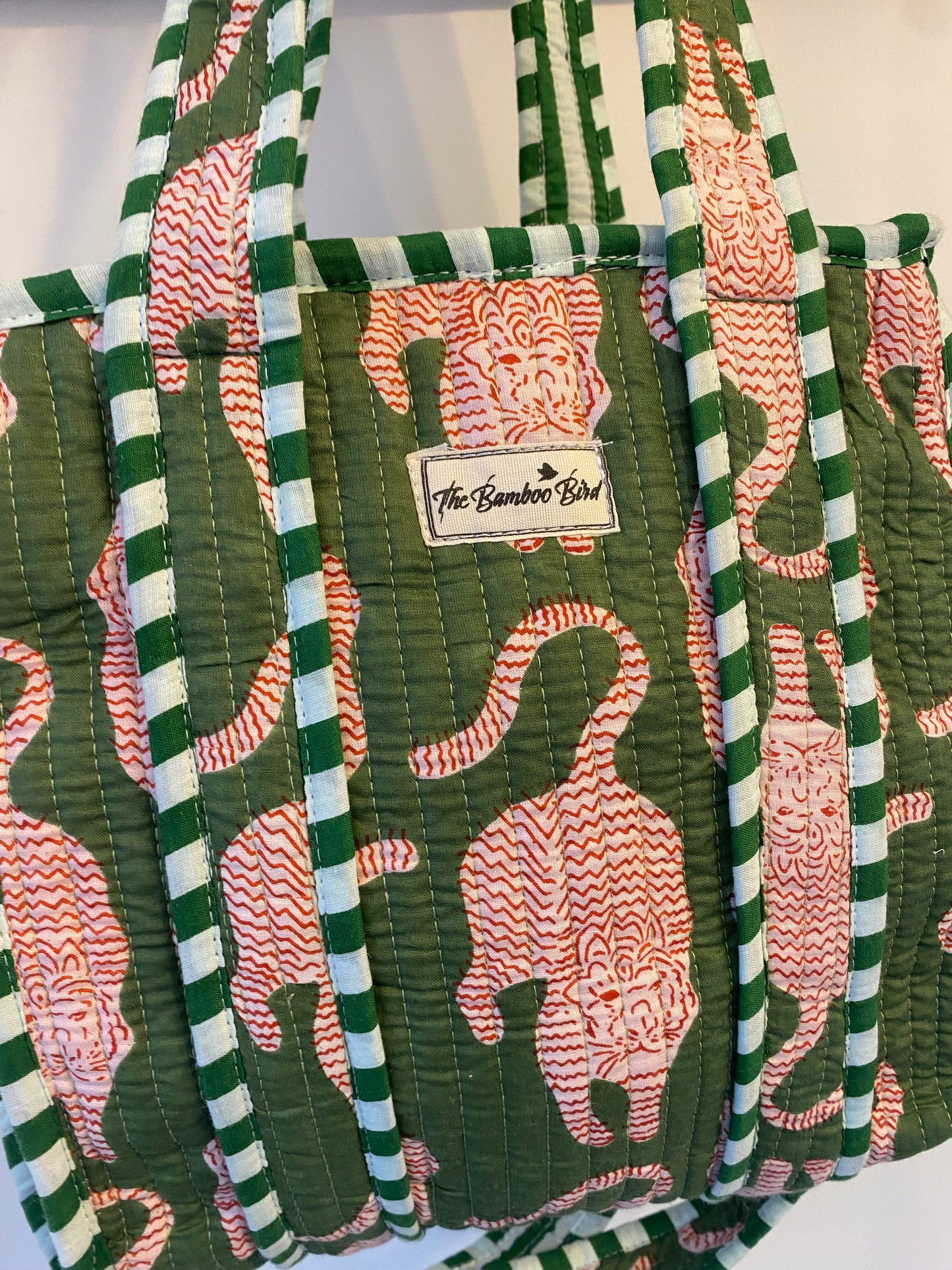Mini Tote Bag -  Green Tiger Print