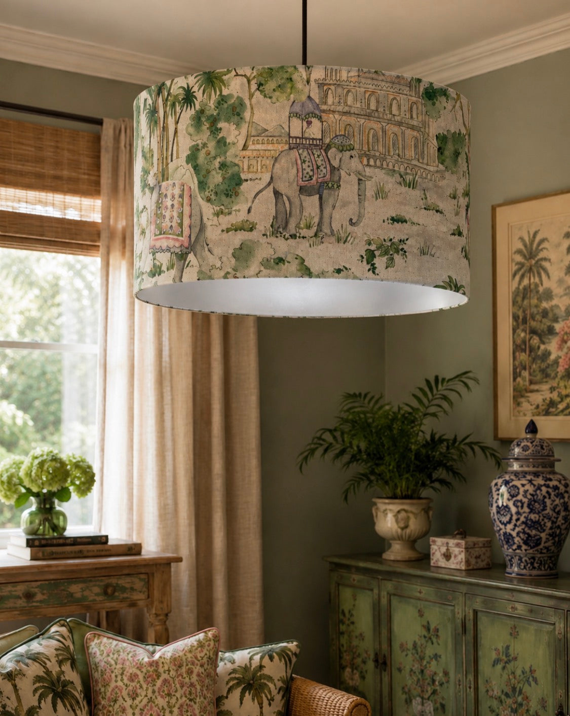 Indian Elephant Lampshade – Silver Lined