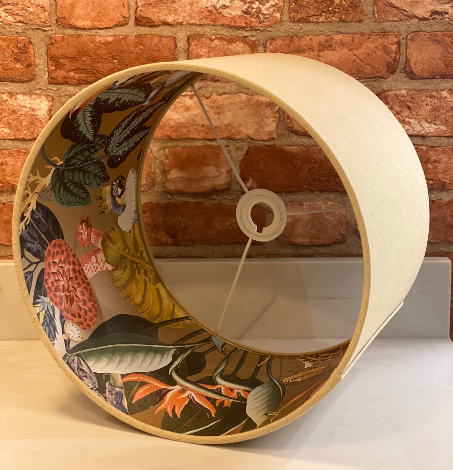 Natural Sand Lampshade with Gold Tropical Lining