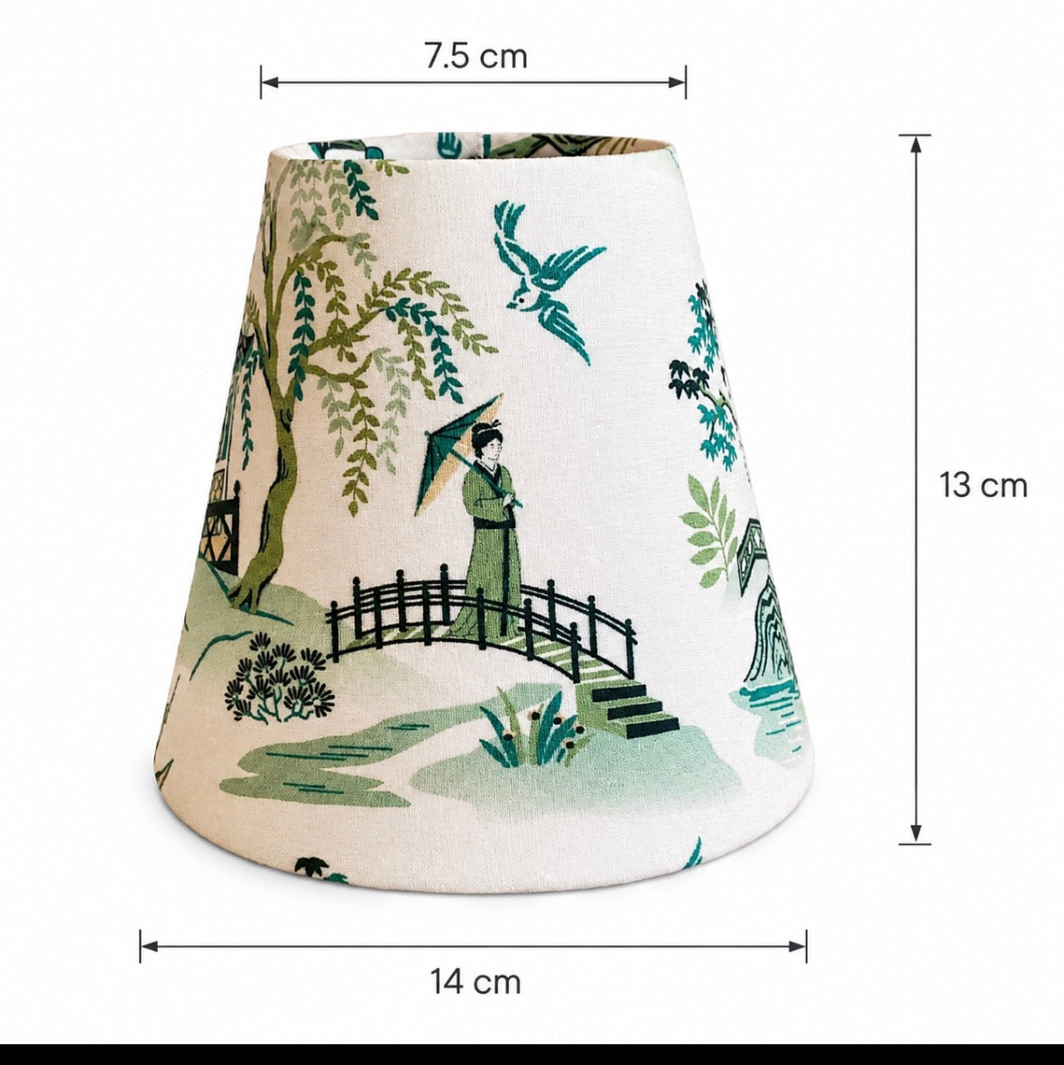 Clip-on Green and White Chinoiserie Lampshade