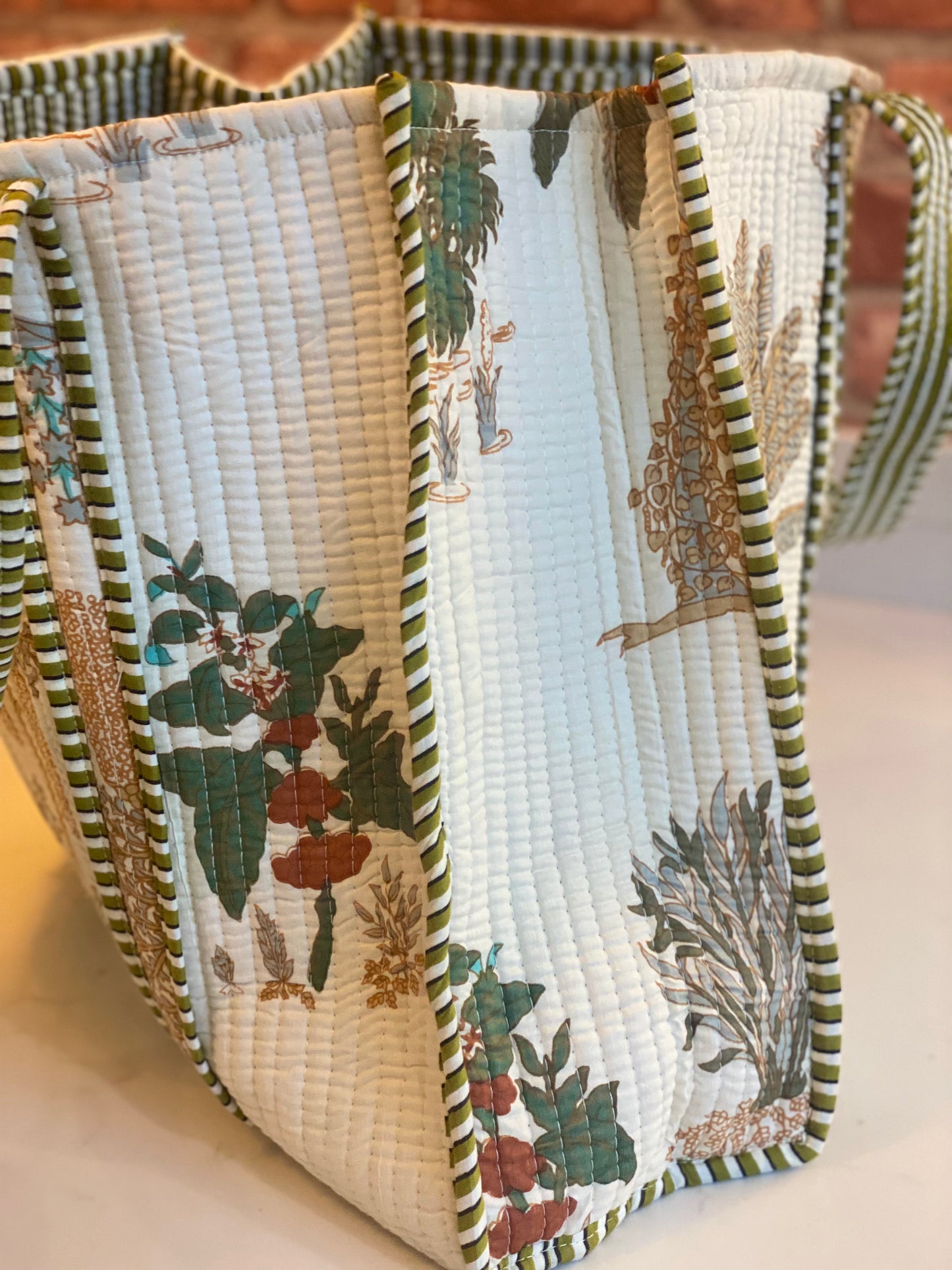 Palm Tree Quilted Tote Bag