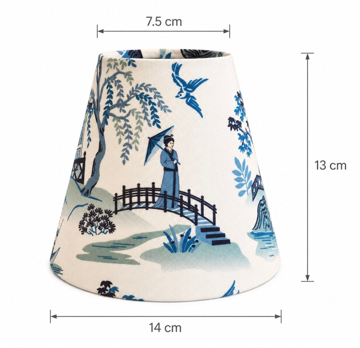 Clip-on Blue and White Chinoiserie Crane Lampshade