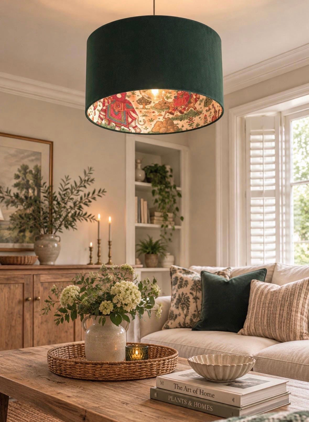 Green Velvet Indian Elephant Lampshade