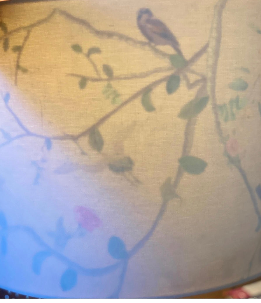 Cream Lampshade with Gold Chinoiserie Bird Lining