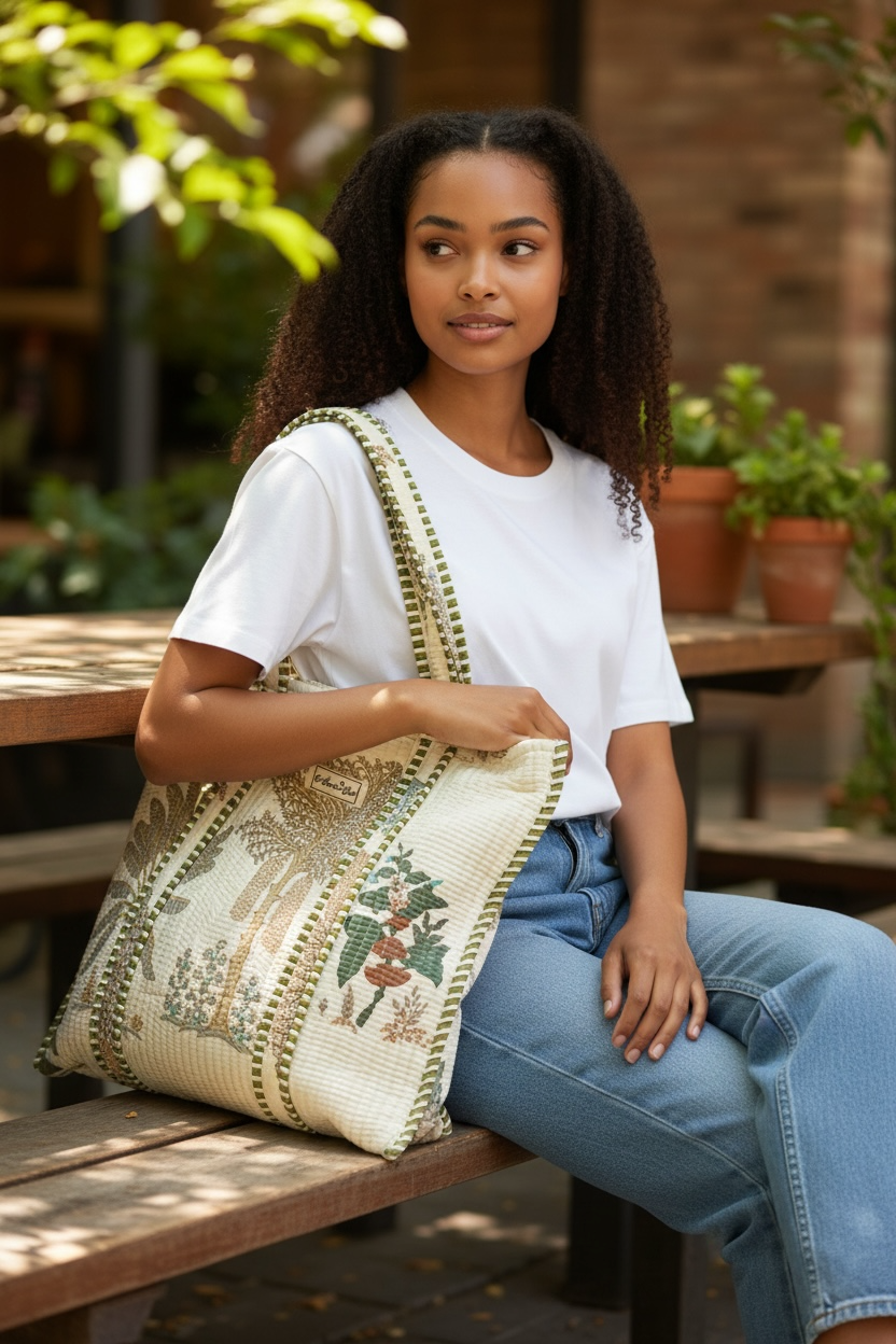 Palm Tree Quilted Tote Bag