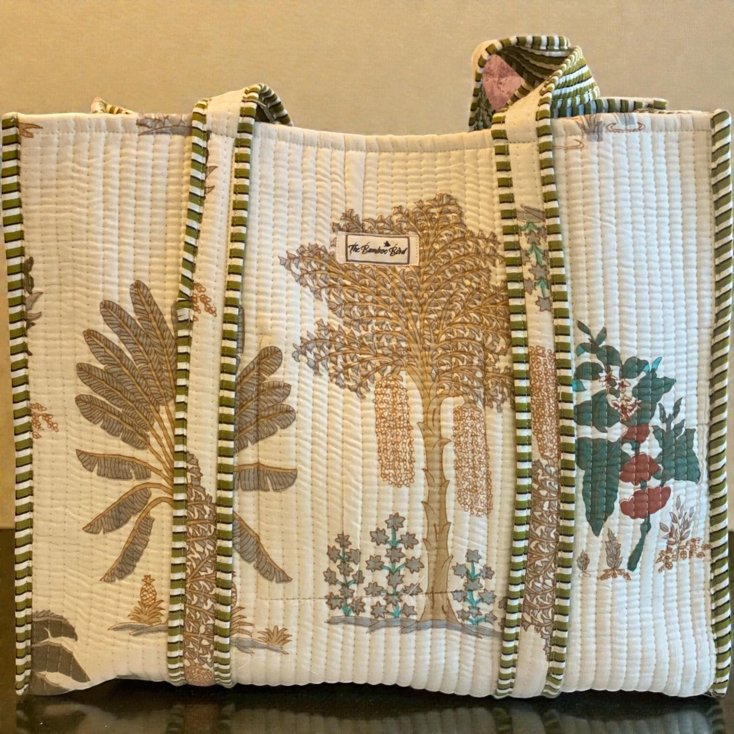 Palm Tree Quilted Tote Bag