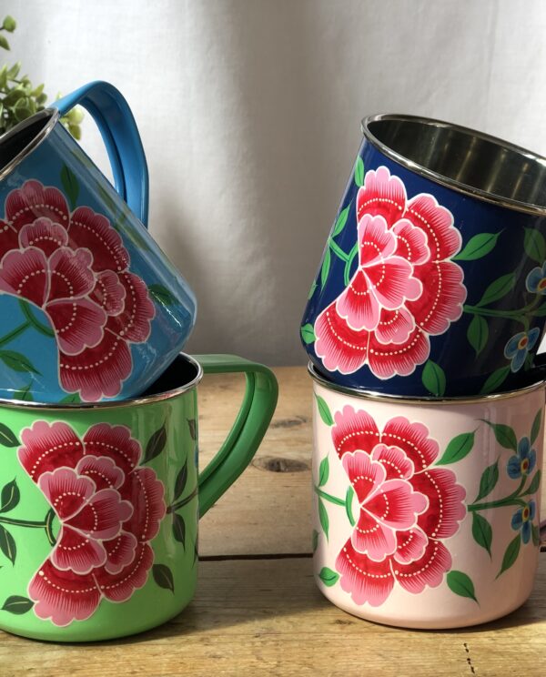 four-kashmir-enamelware-mugs-with-flower