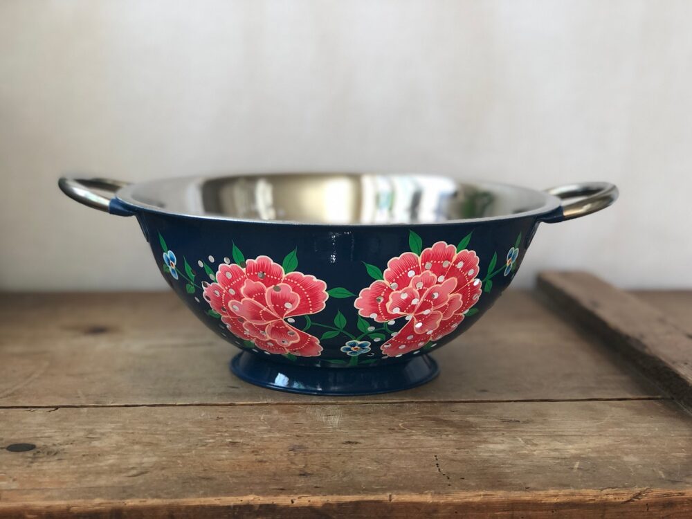 *dark blue enamel colander from kashmir