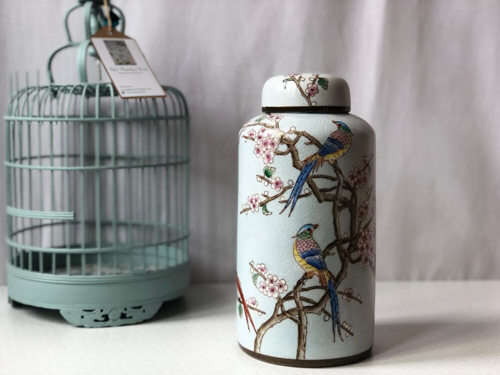 *Blue Chinese style ginger jar with birds