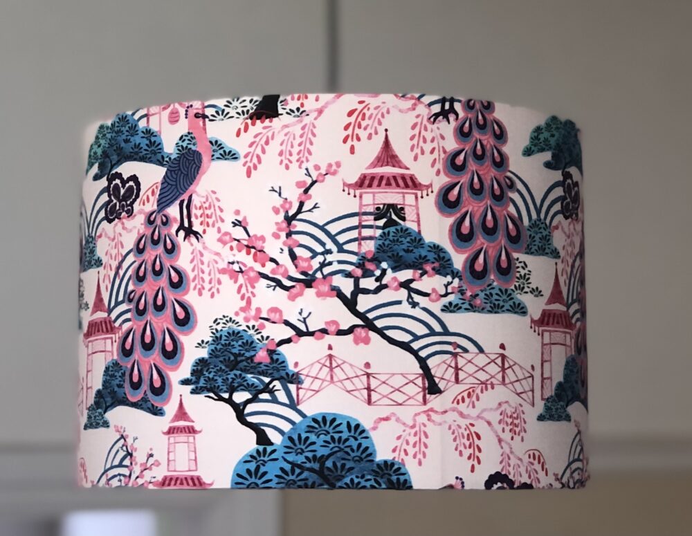 *pink and blue chinoiserie peacock lampshade