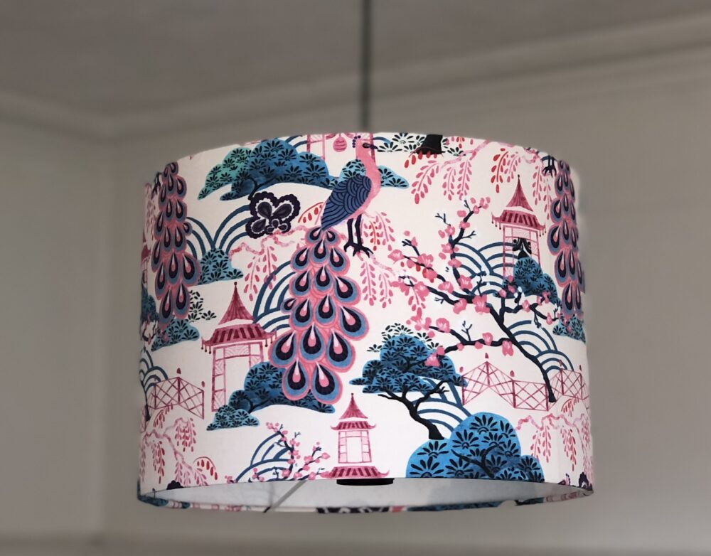 *pink peacock chinoiserie lampshade