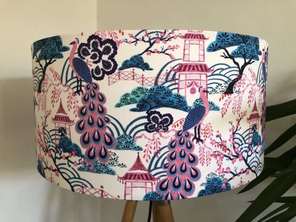 *pink and blue chinoiserie shade