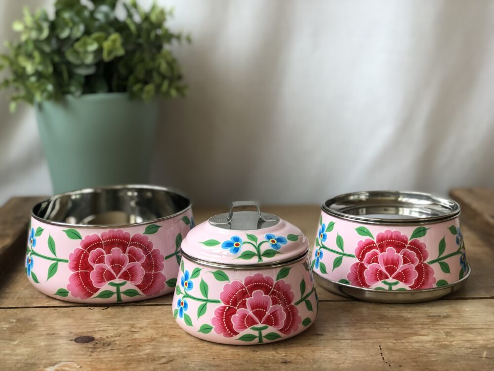 *pink tiffin pots from kashmir