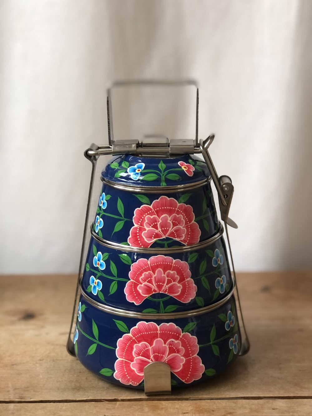 navy-blue-three-tier-pyramid-tiffin-with-pink-flower