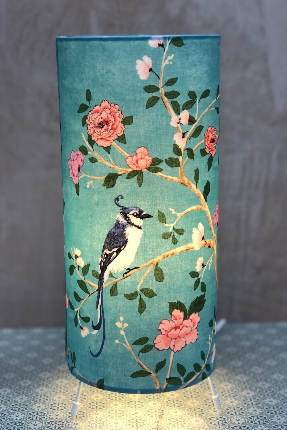 *tall turquoise chinoiserie lit lamp