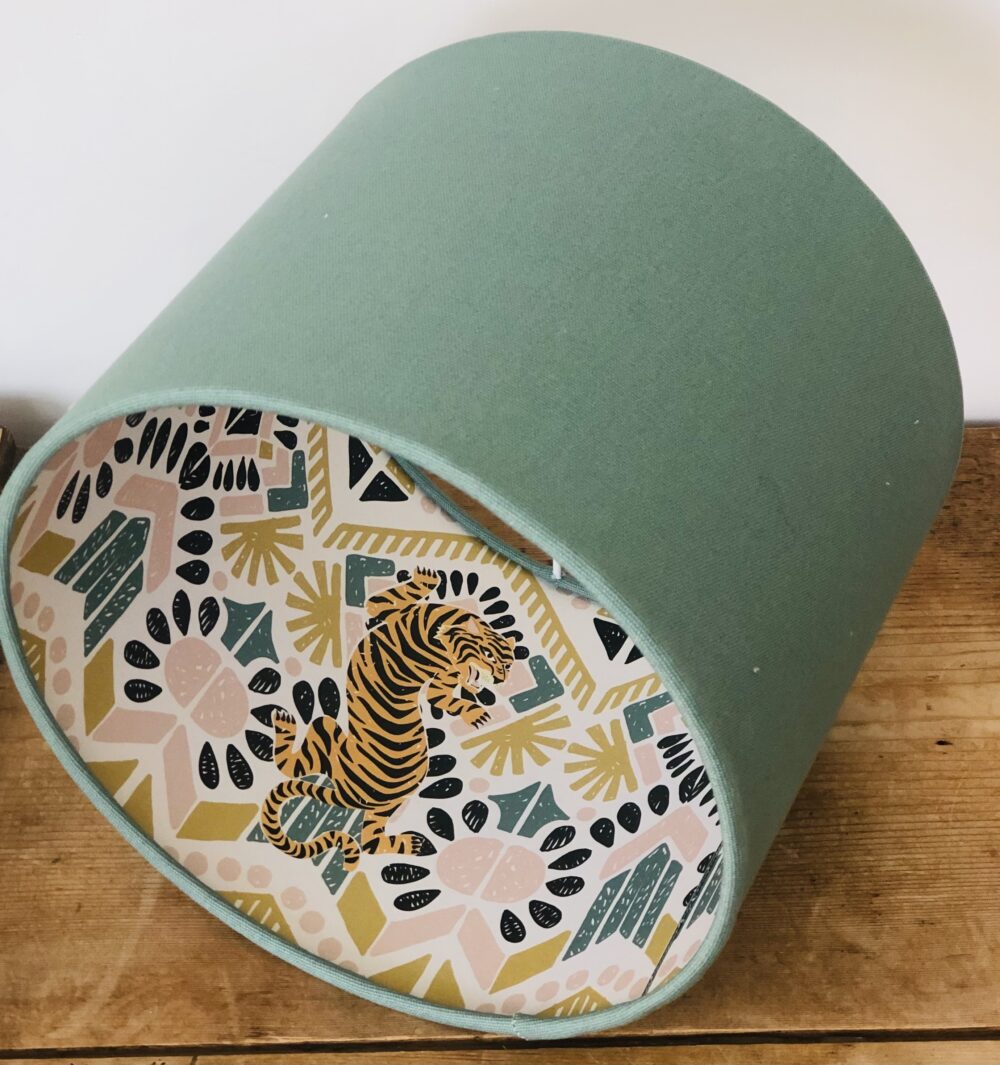 *sage green linen lampshade with lust home clawida tiger lining