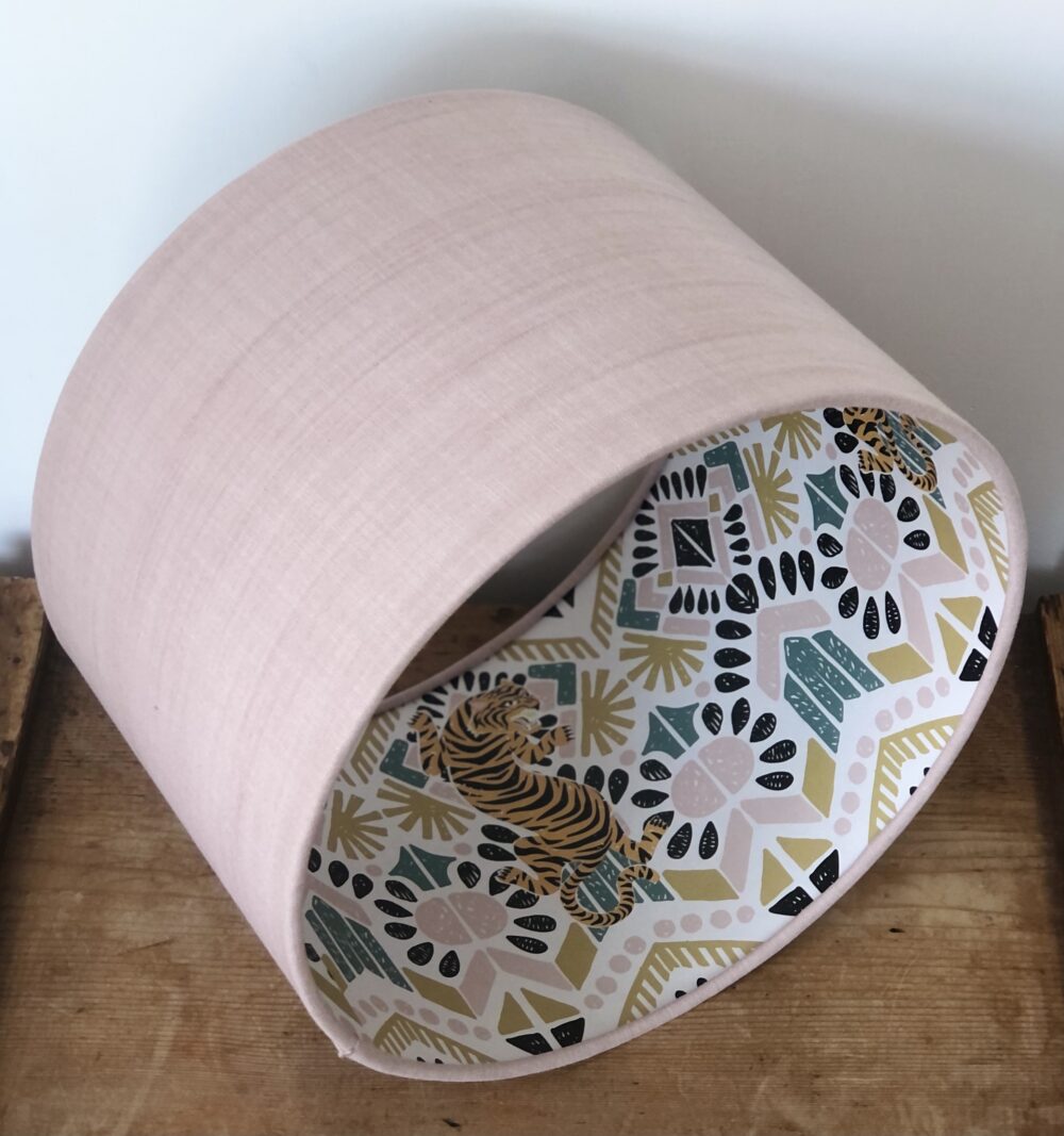 *blush pink lampshade with lust home clawdia tiger lining