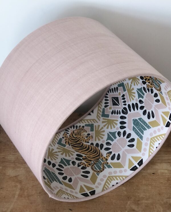 *blush pink lampshade with lust home clawdia tiger lining