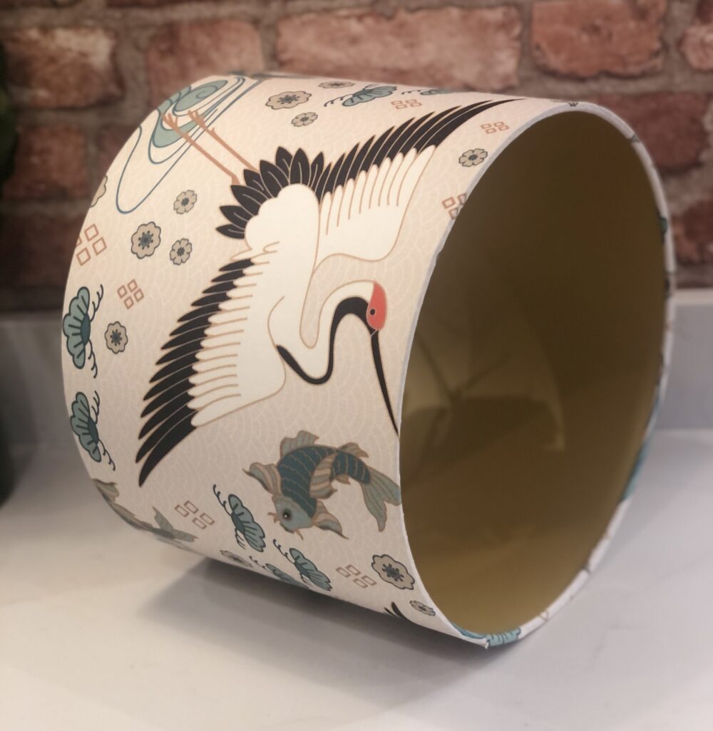 *vintage fish and crane lampshade with gold lining