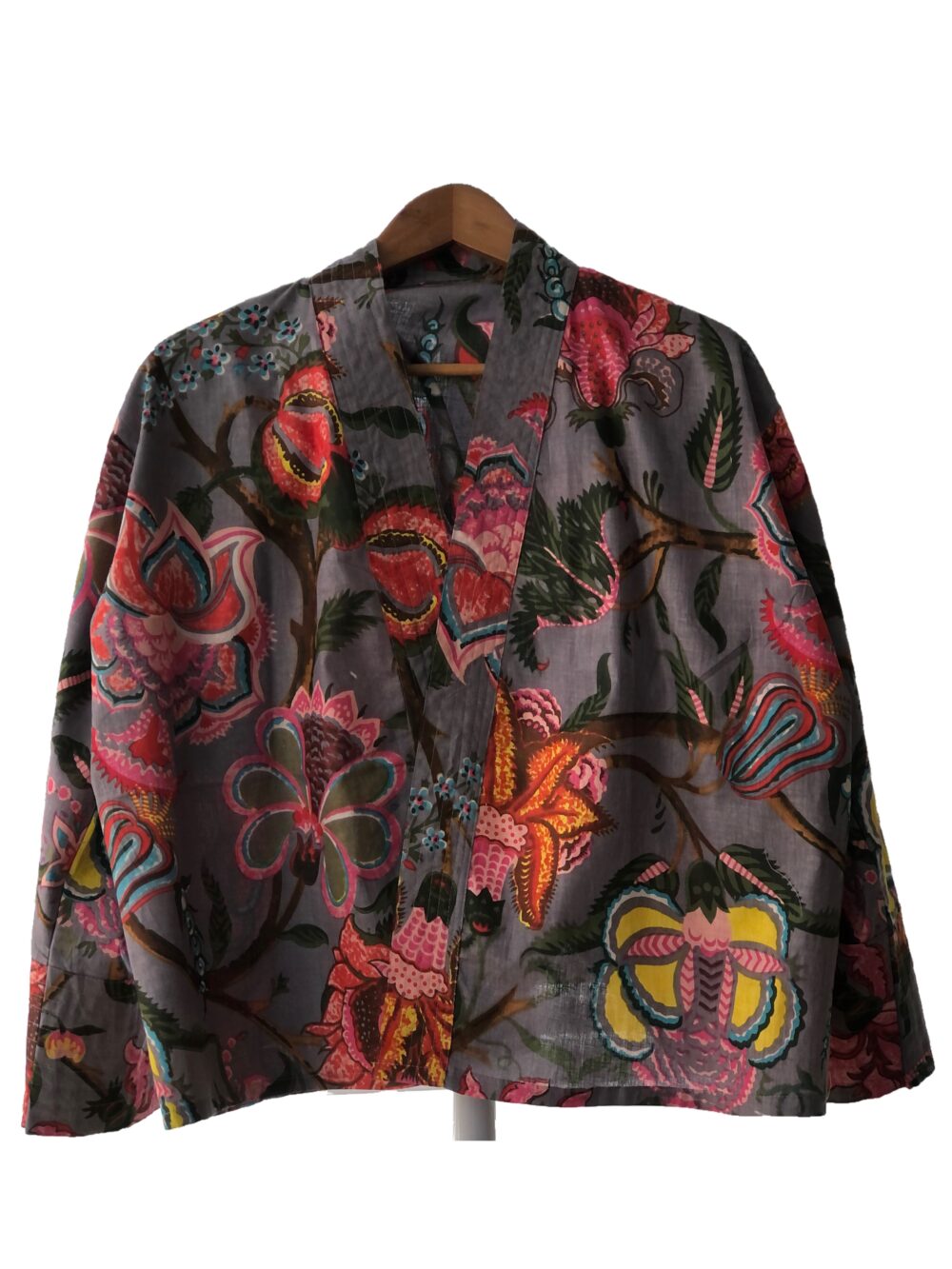 *lilac grey floral kimono jacket