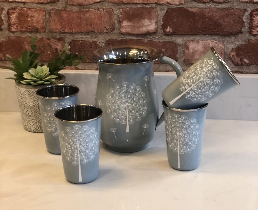 *sage green jug and tumblers from kashmir