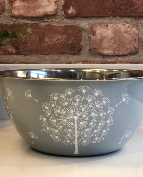 *dusky blue mixing bowl with dandelion
