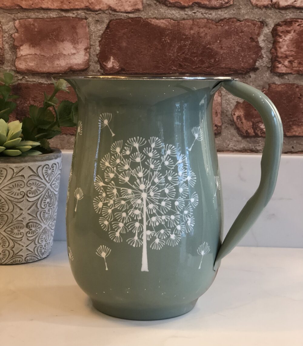 *sage green jug with dandelion from kashmir