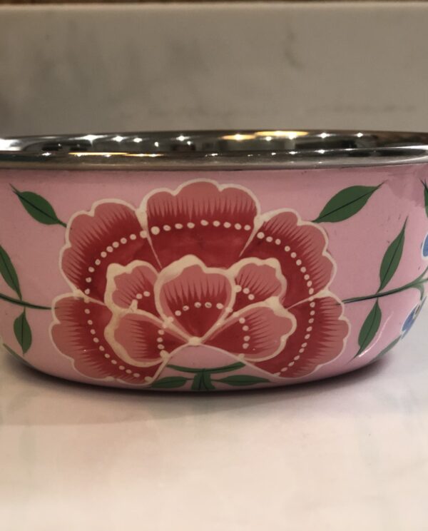 *pale pink snack nibble bowl from kashmir with flower